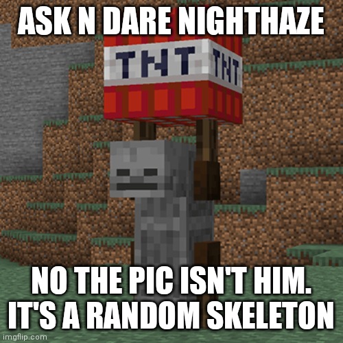 Tnt yeeter | ASK N DARE NIGHTHAZE; NO THE PIC ISN'T HIM. IT'S A RANDOM SKELETON | image tagged in tnt yeeter | made w/ Imgflip meme maker