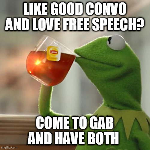But That's None Of My Business Meme | LIKE GOOD CONVO AND LOVE FREE SPEECH? COME TO GAB AND HAVE BOTH | image tagged in memes,but that's none of my business,kermit the frog | made w/ Imgflip meme maker