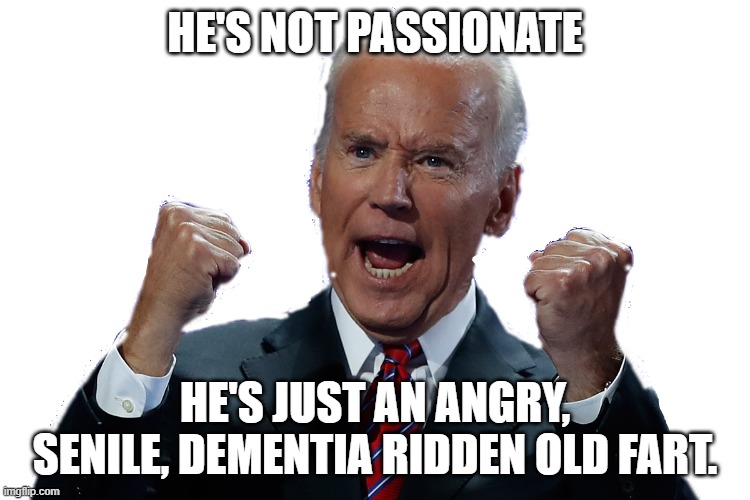 Lock up your daughters, lock up your wife the Super Predator is campaigning and he's left the Basement. | HE'S NOT PASSIONATE; HE'S JUST AN ANGRY, SENILE, DEMENTIA RIDDEN OLD FART. | image tagged in angry biden,low energy joe biden,senile,dementia,keep away from children | made w/ Imgflip meme maker