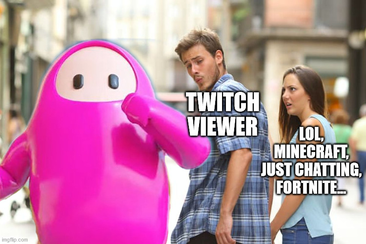 Twitch meets Fall Guys | TWITCH
VIEWER; LOL, MINECRAFT,
JUST CHATTING,
FORTNITE... | image tagged in twitch,fallguys,fortnite,minecraft,justchatting,leagueoflegends | made w/ Imgflip meme maker