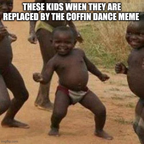 Coffin Dance is the best! | THESE KIDS WHEN THEY ARE REPLACED BY THE COFFIN DANCE MEME | image tagged in memes,third world success kid | made w/ Imgflip meme maker