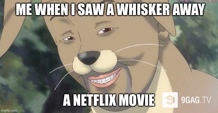 Weird anime hentai furry | ME WHEN I SAW A WHISKER AWAY; A NETFLIX MOVIE | image tagged in weird anime hentai furry | made w/ Imgflip meme maker