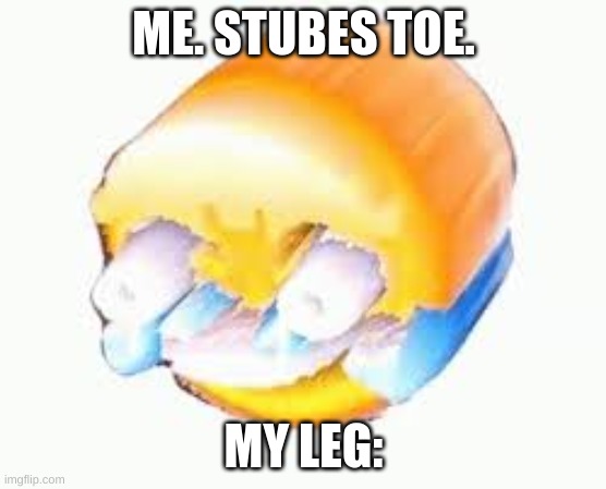 my pain makes me smile | ME. STUBES TOE. MY LEG: | image tagged in kermit the frog | made w/ Imgflip meme maker
