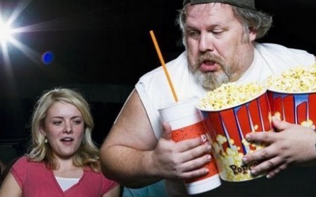 Fat late guy with popcorn Blank Meme Template