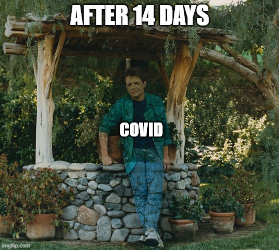 marty disapearing | AFTER 14 DAYS; COVID | image tagged in marty disapearing | made w/ Imgflip meme maker