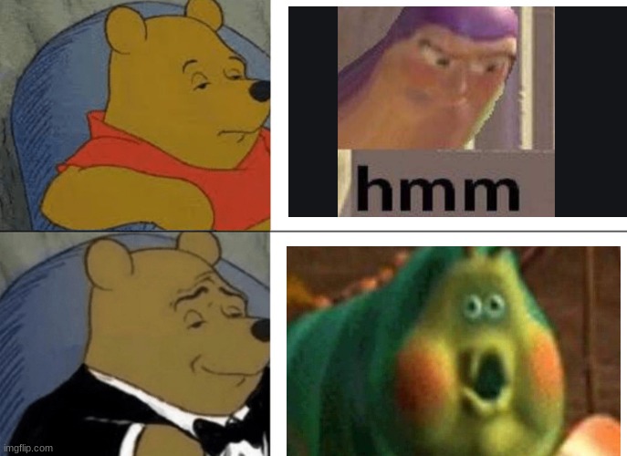 H M M M M | image tagged in memes,tuxedo winnie the pooh | made w/ Imgflip meme maker