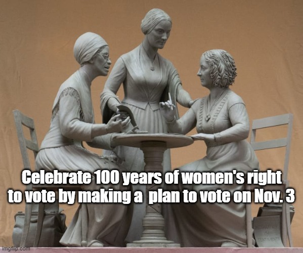 Vote | Celebrate 100 years of women's right to vote by making a  plan to vote on Nov. 3 | image tagged in vote | made w/ Imgflip meme maker