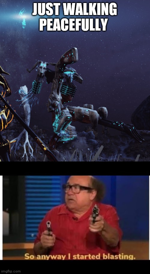 JUST WALKING PEACEFULLY | image tagged in warframe | made w/ Imgflip meme maker