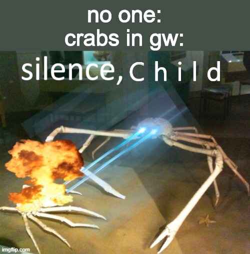 only sky players will get it | no one:
crabs in gw:; C h i l d | image tagged in silence crab | made w/ Imgflip meme maker