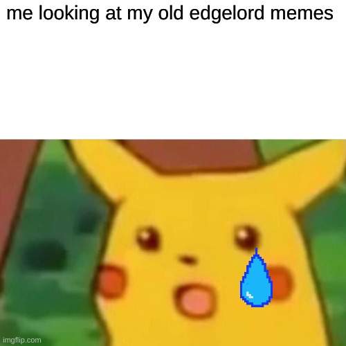 dont look at them its cringe | me looking at my old edgelord memes | image tagged in memes,surprised pikachu | made w/ Imgflip meme maker