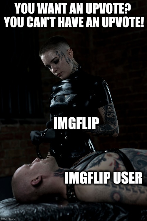 YOU WANT AN UPVOTE?  YOU CAN'T HAVE AN UPVOTE! IMGFLIP USER IMGFLIP | made w/ Imgflip meme maker