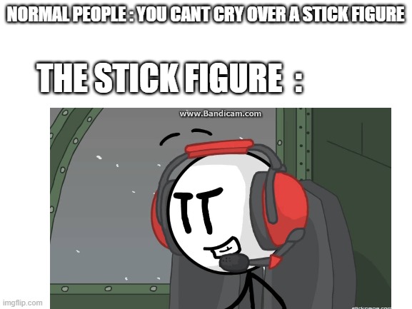 "This is the greatest plan" -  Charles ( R.I.P. ) | NORMAL PEOPLE : YOU CANT CRY OVER A STICK FIGURE; THE STICK FIGURE  : | image tagged in charles,gaming | made w/ Imgflip meme maker