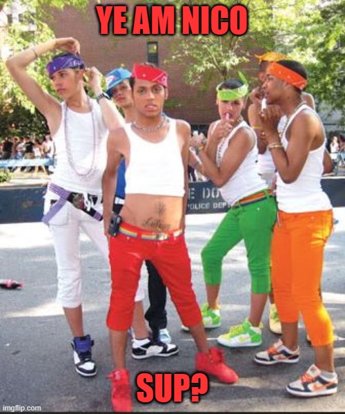 Homo Thugs | YE AM NICO SUP? | image tagged in homo thugs | made w/ Imgflip meme maker