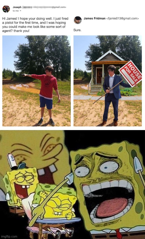 I love James Fridman | image tagged in spongebob laughing hysterically | made w/ Imgflip meme maker