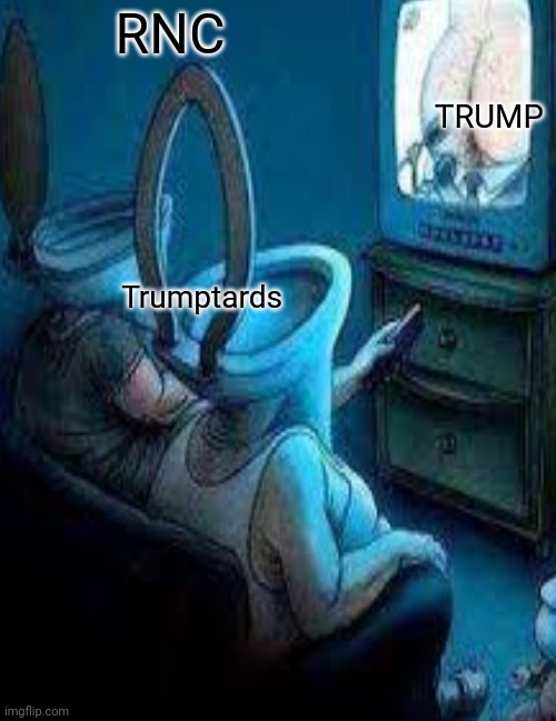 Trump defecating lies | RNC; TRUMP; Trumptards | image tagged in trump supporters,trump,biden,election 2020,2020 elections,conservatives | made w/ Imgflip meme maker