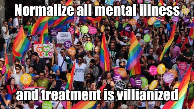lgbt  | Normalize all mental illness and treatment is villianized | image tagged in lgbt | made w/ Imgflip meme maker