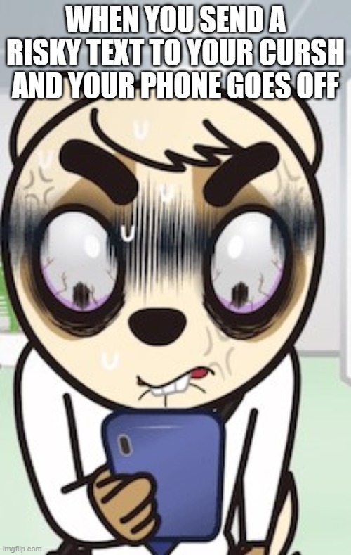 Texting your crush | WHEN YOU SEND A RISKY TEXT TO YOUR CURSH AND YOUR PHONE GOES OFF | image tagged in memes,furry | made w/ Imgflip meme maker