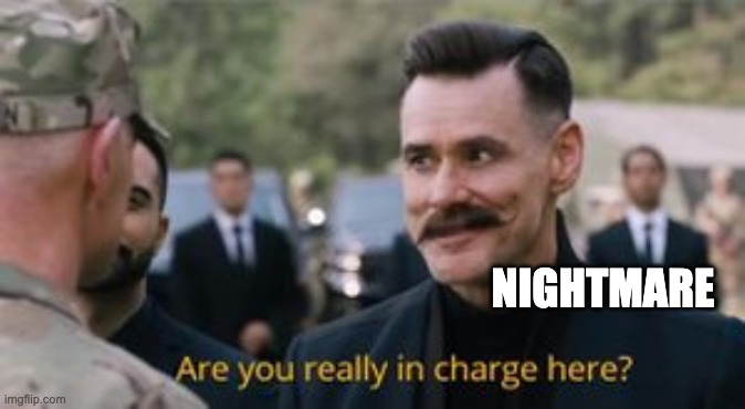 Robotnik are you really in charge here? | NIGHTMARE | image tagged in robotnik are you really in charge here | made w/ Imgflip meme maker