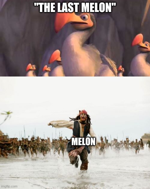 "THE LAST MELON"; MELON | image tagged in memes,jack sparrow being chased,the last x | made w/ Imgflip meme maker