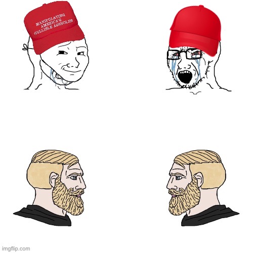 High Quality Maga wojaks vs. yes chad Blank Meme Template