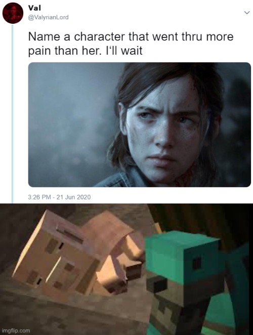 I’ve been meaning to make this meme for a while | image tagged in name one character who went through more pain than her | made w/ Imgflip meme maker
