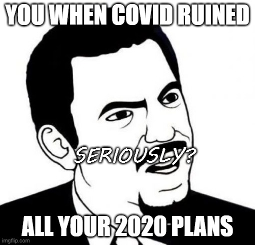 Seriously Face | YOU WHEN COVID RUINED; SERIOUSLY? ALL YOUR 2020 PLANS | image tagged in memes,seriously face | made w/ Imgflip meme maker