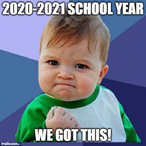 baby fist pump | 2020-2021 SCHOOL YEAR; WE GOT THIS! | image tagged in baby fist pump | made w/ Imgflip meme maker