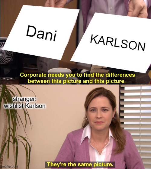 They're The Same Picture | Dani; KARLSON; stranger: wishlist Karlson | image tagged in memes,they're the same picture | made w/ Imgflip meme maker
