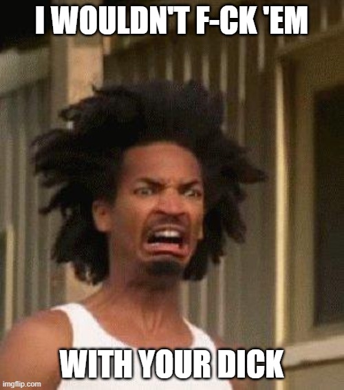 Disgusted Face | I WOULDN'T F-CK 'EM WITH YOUR DICK | image tagged in disgusted face | made w/ Imgflip meme maker