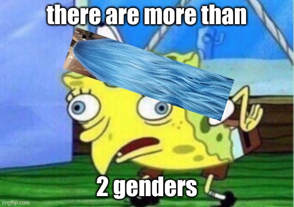 blue haired | there are more than; 2 genders | image tagged in memes,mocking spongebob | made w/ Imgflip meme maker