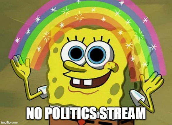 Imagination Spongebob Meme | NO POLITICS STREAM | image tagged in memes,imagination spongebob | made w/ Imgflip meme maker