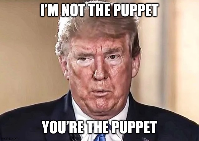 Commander cry baby | I’M NOT THE PUPPET; YOU’RE THE PUPPET | image tagged in election,election 2020,democrats,joe biden,biden,donald trump | made w/ Imgflip meme maker