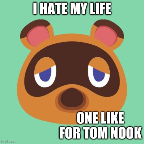 idk | I HATE MY LIFE; ONE LIKE FOR TOM NOOK | image tagged in tom nook | made w/ Imgflip meme maker