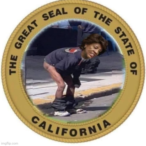The Great Seal of the State of California | image tagged in maxine waters,california,shithole,ew i stepped in shit | made w/ Imgflip meme maker
