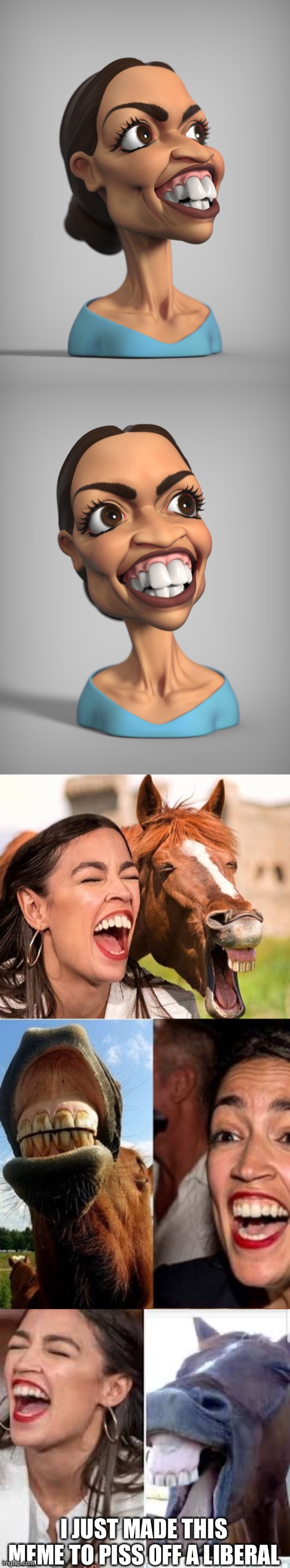 She doesn’t see a dentist because they can’t get close enough | I JUST MADE THIS MEME TO PISS OFF A LIBERAL | image tagged in aoc,seabiscuit | made w/ Imgflip meme maker