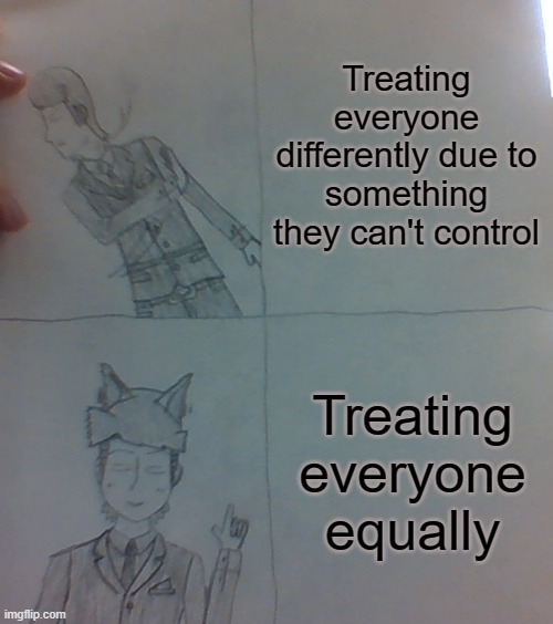 Mike Wants You to Treat Everyone Equally!! |  Treating everyone differently due to something they can't control; Treating everyone equally | image tagged in mike dixon drake meme template,equality,memes,treatment | made w/ Imgflip meme maker