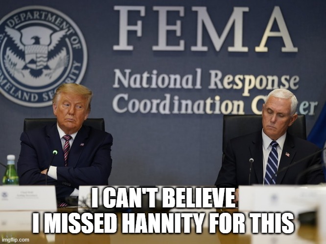 Missing Hannity | I CAN'T BELIEVE
I MISSED HANNITY FOR THIS | image tagged in politics,political meme,donald trump,mike pence,sean hannity,angry toddler | made w/ Imgflip meme maker