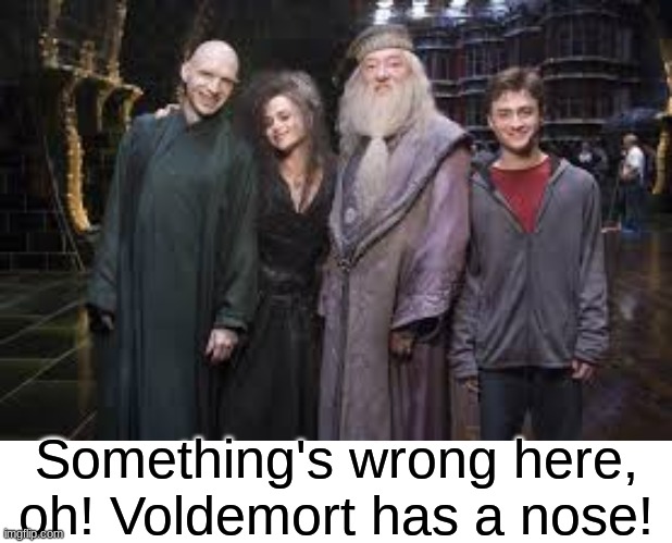 Something's wrong here, oh! Voldemort has a nose! | made w/ Imgflip meme maker