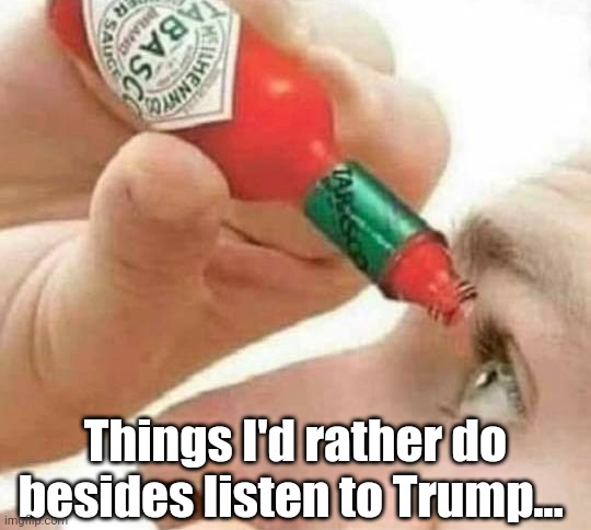I'd much rather... | Things I'd rather do besides listen to Trump... | image tagged in trump | made w/ Imgflip meme maker