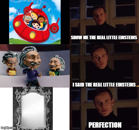 The real little Einsteins | SHOW ME THE REAL LITTLE EINSTEINS; I SAID THE REAL LITTLE EINSTEINS; PERFECTION | image tagged in perfection | made w/ Imgflip meme maker