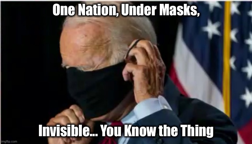 One Nation Under Masks | One Nation, Under Masks, Invisible... You Know the Thing | image tagged in joe biden,face mask,coronavirus,biden 2020 | made w/ Imgflip meme maker