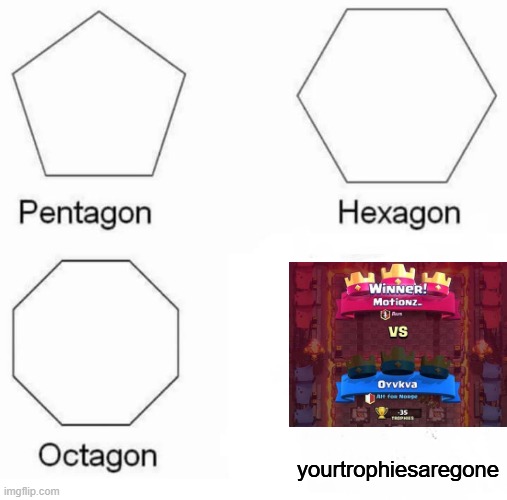 Where is my trophies | yourtrophiesaregone | image tagged in memes,pentagon hexagon octagon | made w/ Imgflip meme maker