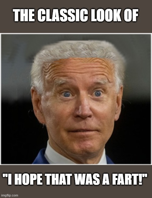 Or You Know | THE CLASSIC LOOK OF; "I HOPE THAT WAS A FART!" | image tagged in joe did i just crap my pants biden | made w/ Imgflip meme maker