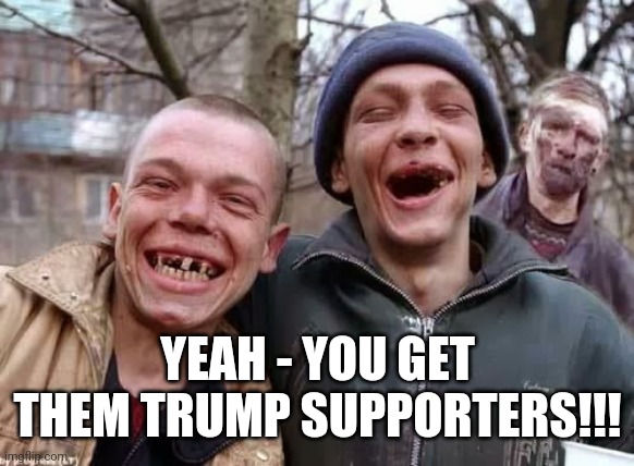 Hillbilly | YEAH - YOU GET THEM TRUMP SUPPORTERS!!! | image tagged in hillbilly | made w/ Imgflip meme maker