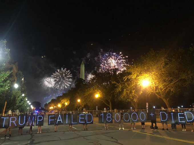 RNC fireworks - Trump failed 180,000+ died Blank Meme Template