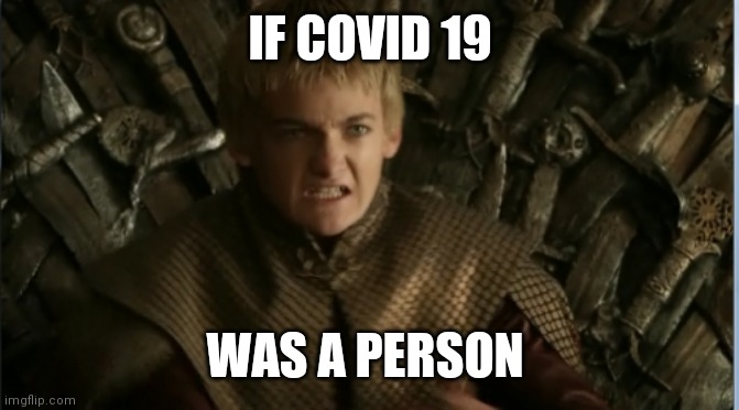 joffrey yelling | IF COVID 19; WAS A PERSON | image tagged in joffrey yelling | made w/ Imgflip meme maker