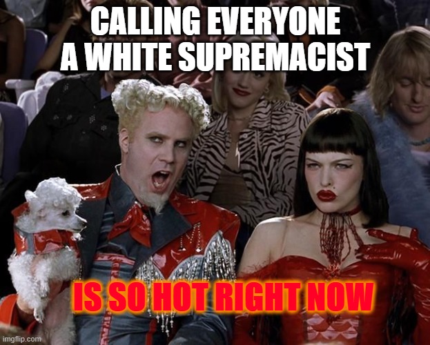 Everyone is a white supremacist when they oppose the riots and fight back | CALLING EVERYONE A WHITE SUPREMACIST; IS SO HOT RIGHT NOW | image tagged in so hot right now,white supremacist,blm,black lives matter,all lives matter,false media narratives | made w/ Imgflip meme maker
