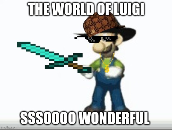 luigi in the old town toad | THE WORLD OF LUIGI; SSSOOOO WONDERFUL | image tagged in luigi in the old town toad | made w/ Imgflip meme maker