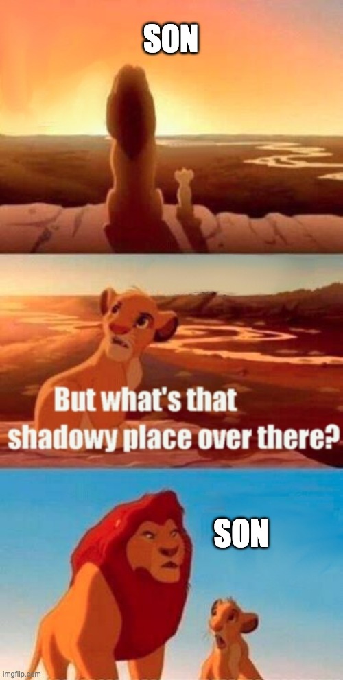 Son | SON; SON | image tagged in memes,simba shadowy place | made w/ Imgflip meme maker