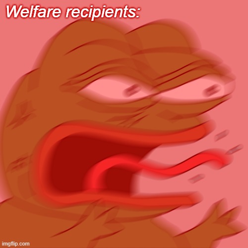 Rage Pepe | Welfare recipients: | image tagged in rage pepe | made w/ Imgflip meme maker